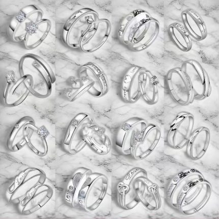EterLove Couple Promise Rings - 40 Designs, Adjustable Silver